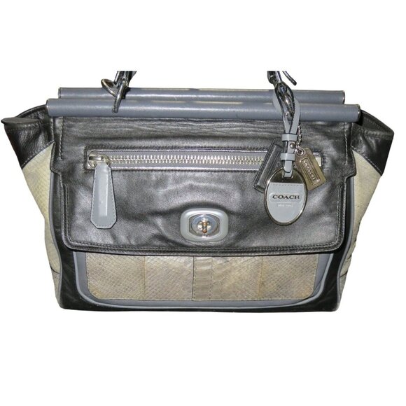 COACH Pinnacle Embossed Exotic Leather Color block Handbag & Matching wristlet - Picture 3 of 16